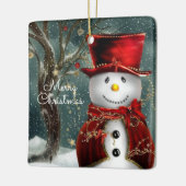 Merry kerst Snowman Keramisch Ornament (Links)