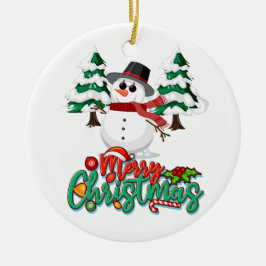 Merry kerst Snowman Keramisch Ornament