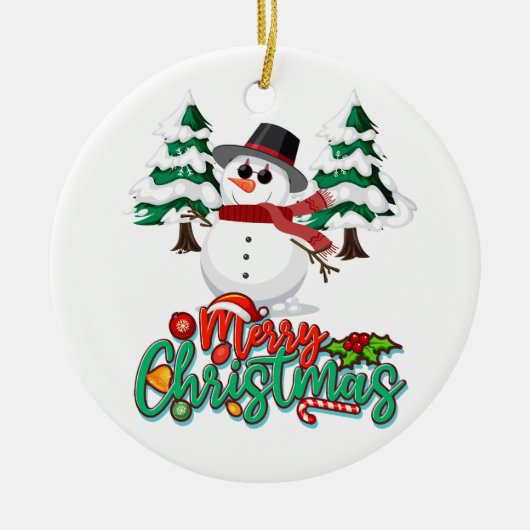 Merry kerst Snowman Keramisch Ornament (Voorkant)