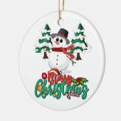 Merry kerst Snowman Keramisch Ornament (Links)