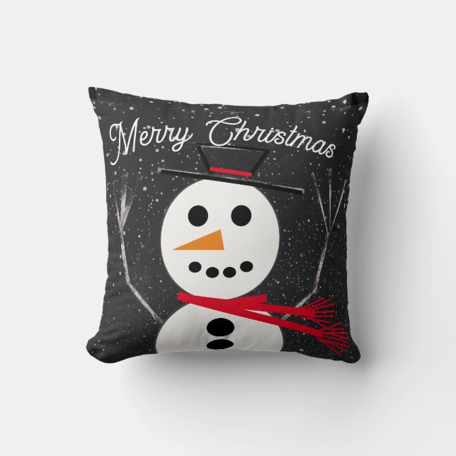 Merry kerst Snowman Kussen (Voorkant)