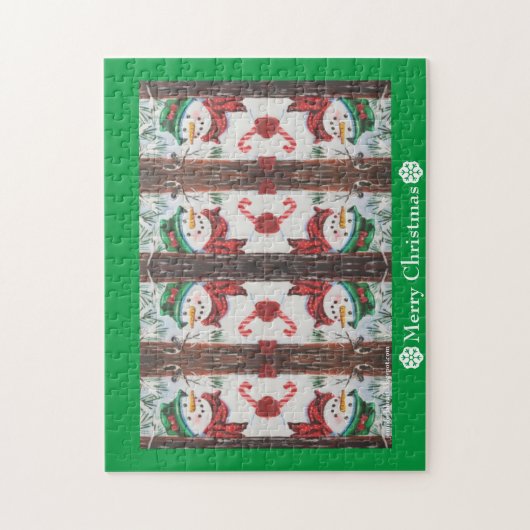 Merry kerst Snowman Legpuzzel (Verticaal)