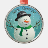 Merry kerst Snowman Metalen Ornament (Voorkant)