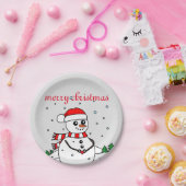 Merry kerst Snowman Papieren Bordje (Feest)
