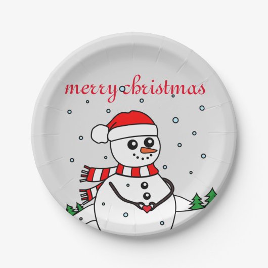 Merry kerst Snowman Papieren Bordje (Voorkant)