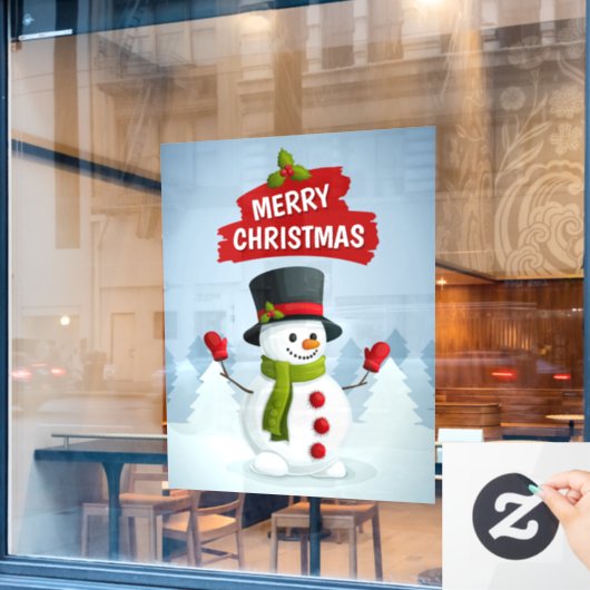 Merry kerst Snowman Raamsticker (Cafe Raam)