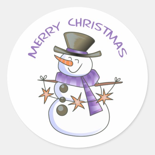 Merry kerst Snowman Ronde Sticker (Voorkant)