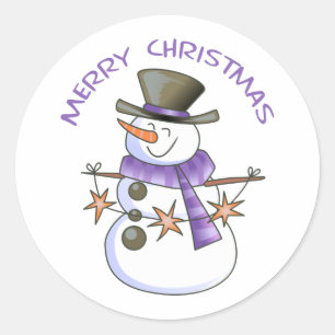 Merry kerst Snowman Ronde Sticker