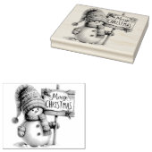 Merry kerst Snowman Rubberstempel (Gestempeld)