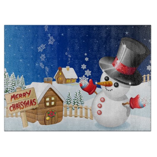 Merry kerst Snowman Snijplank (Voorkant)