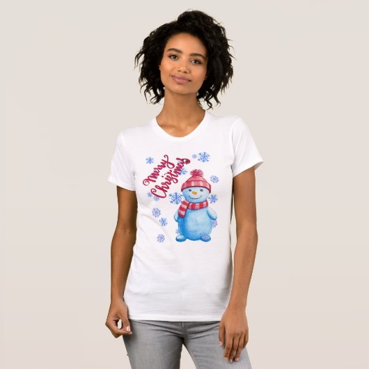 Merry kerst Snowman T-shirt (Voorkant volledig)