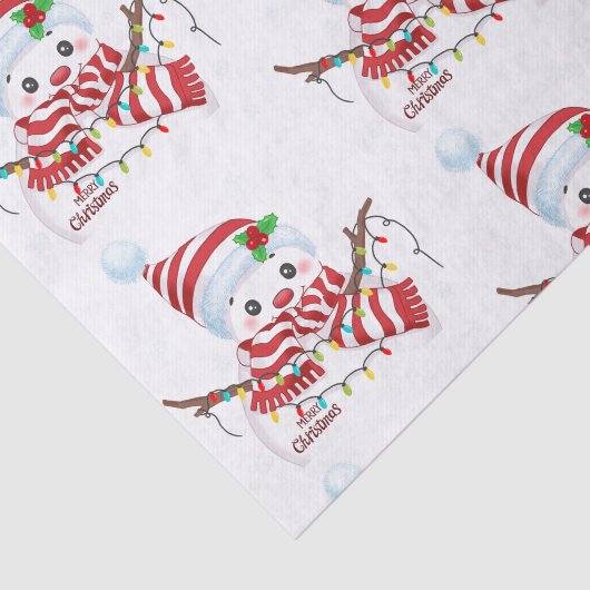 Merry kerst Snowman Tissuepapier (Detail)