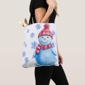 Merry kerst Snowman Tote Bag (Dichtbij)