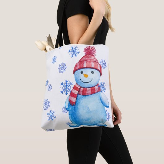Merry kerst Snowman Tote Bag (Dichtbij)