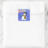 Merry kerst Snowman Vierkante Sticker (Tas)