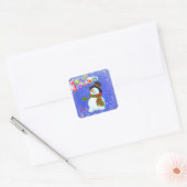 Merry kerst Snowman Vierkante Sticker (Envelop)