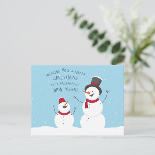 Merry kerst Snowmen Briefkaart (Staand voorkant)