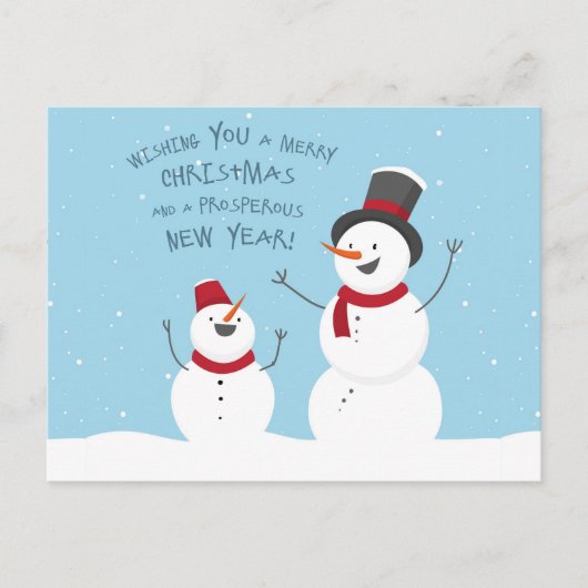 Merry kerst Snowmen Briefkaart (Voorkant)