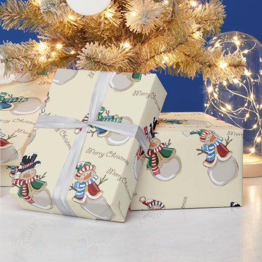 Merry kerst Snowmen Cadeaupapier (Feestdagen)