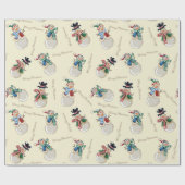 Merry kerst Snowmen Cadeaupapier (Vlak)