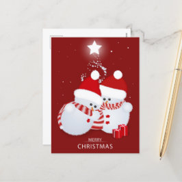 Merry kerst Snowmen Feestdagenkaart