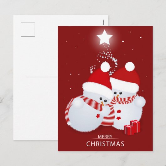 Merry kerst Snowmen Feestdagenkaart (Voorkant / Achterkant)