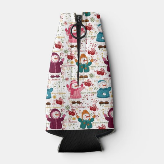 Merry kerst Snowmen Flesjeskoeler (Achterkant)