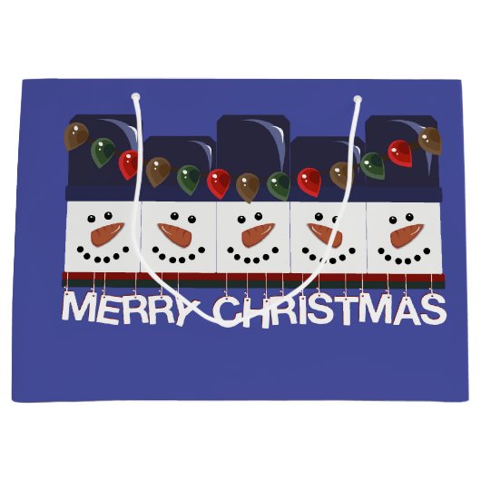 Merry kerst Snowmen Groot Cadeauzakje (Voorkant)
