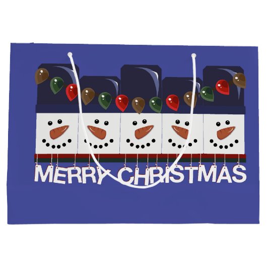 Merry kerst Snowmen Groot Cadeauzakje (Achterkant)
