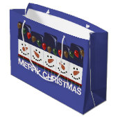 Merry kerst Snowmen Groot Cadeauzakje (Achterkant Gekanteld)