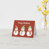 Merry kerst Snowmen Kaart (Gele Bloem)
