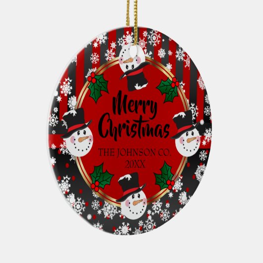 Merry kerst Snowmen Keramisch Ornament (Rechts)