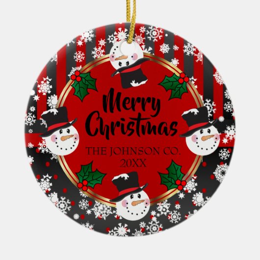 Merry kerst Snowmen Keramisch Ornament (Voorkant)