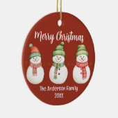 Merry kerst Snowmen Keramisch Ornament (Rechts)