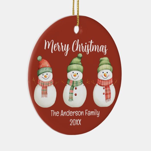 Merry kerst Snowmen Keramisch Ornament (Rechts)