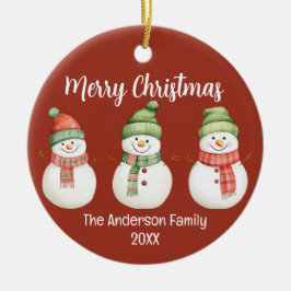 Merry kerst Snowmen Keramisch Ornament