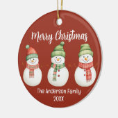 Merry kerst Snowmen Keramisch Ornament (Links)