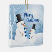 Merry kerst Snowmen Keramisch Ornament (Rechts)