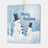 Merry kerst Snowmen Keramisch Ornament (Links)