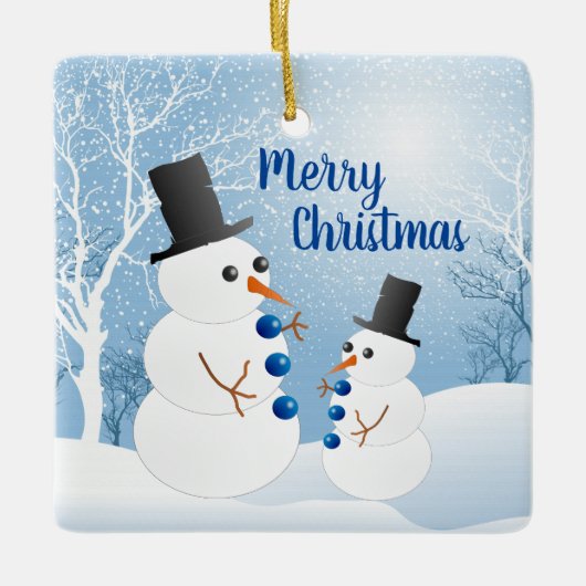 Merry kerst Snowmen Keramisch Ornament (Voorkant)