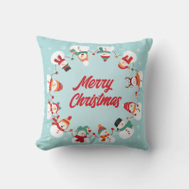 Merry kerst Snowmen Kussen