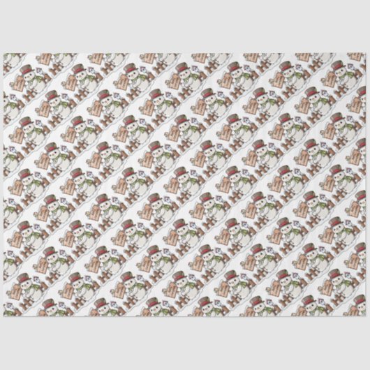 Merry kerst Snowmen Tissuepapier (Voorkant)