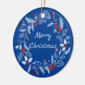 Merry kerst Snowy Wreath Keramisch Ornament (Links)