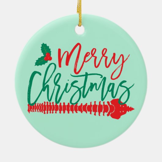 Merry kerst Spine Holly Chiropractic Keramisch Ornament (Achterkant)