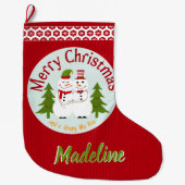 Merry kerst-staart Snowman Couple Grote Kerstsok (Voorkant)