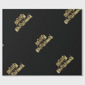 Merry kerst Starry Black Gold Typografie Cadeaupapier (Vlak)