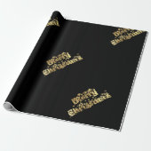 Merry kerst Starry Black Gold Typografie Cadeaupapier (Uitgerold)