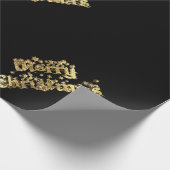 Merry kerst Starry Black Gold Typografie Cadeaupapier (Hoek)