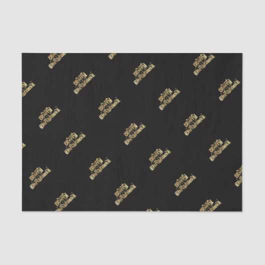Merry kerst Starry Black Gold Typografie Tissuepapier (Voorkant)