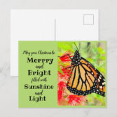 Merry kerst Sunshine Monarch Butterfly Briefkaart (Voorkant / Achterkant)